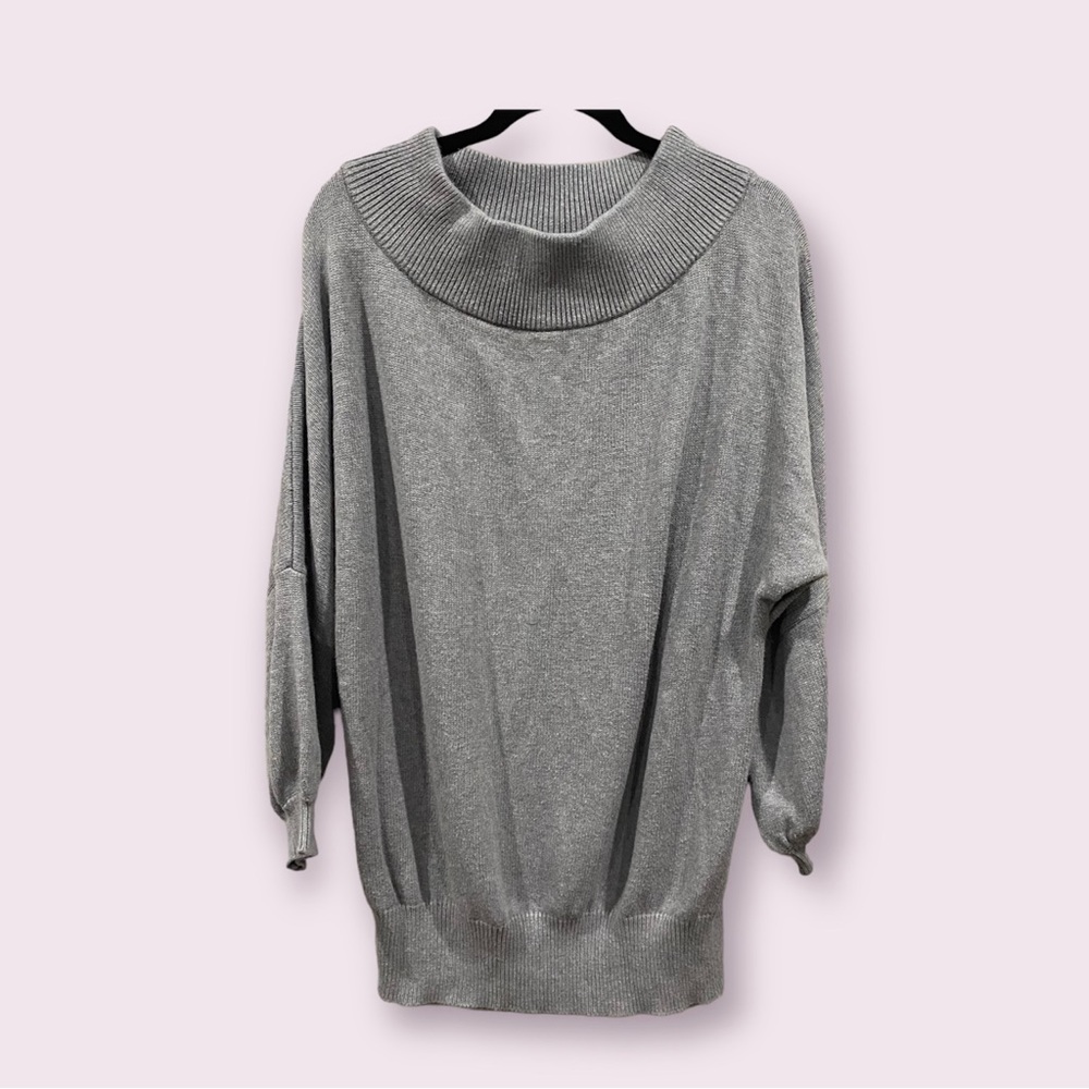 n’Or Label Japanese Brand Boatneck Longline Pullover Knit Sweater Grey